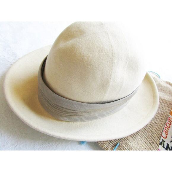 Hat Woman's Vintage Mid-Century Betmar Hat Tan Ivory 100% Wool Hat Betmar - Picture 5 of 12